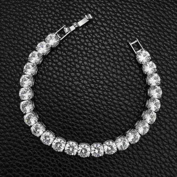NEW “7” 5MM DIAMOND S925 STERLING SILVER BRACELET, NICE BRACELET, CUTE BRACELET - Picture 3 of 5